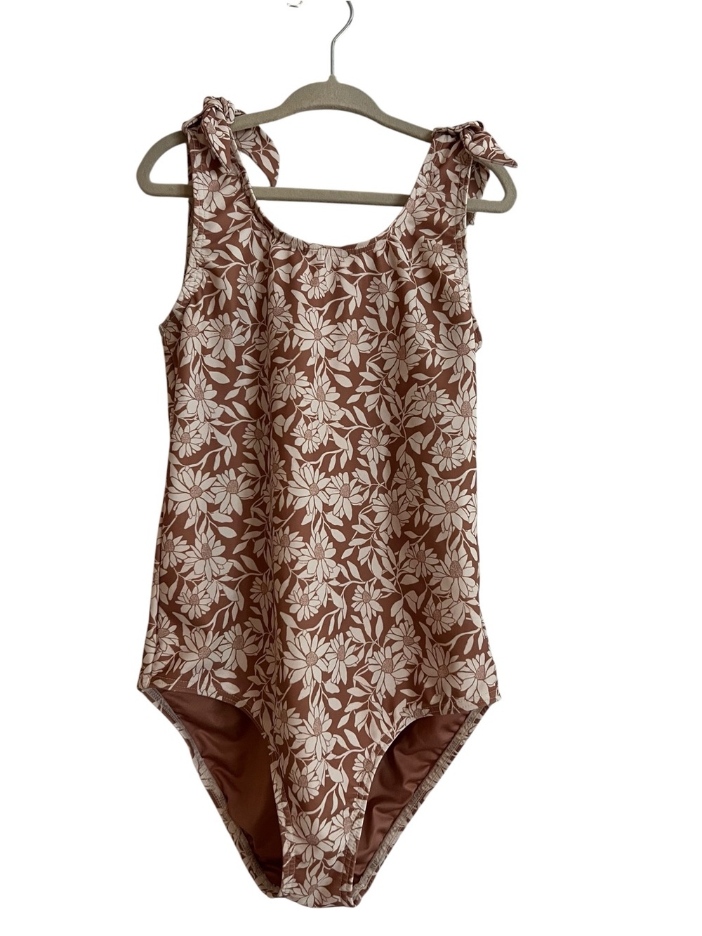 Rylee + Cru Brown Floral Tie-Shoulder One-Piece Swimsuit